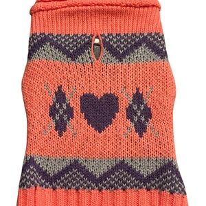 Dog Heart Pattern Sweater - pink and Purple